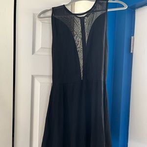 FOR LOVE AND LEMONS BLACK SHEER BACK, DEEP V SWING MINI DRESS - LARGE